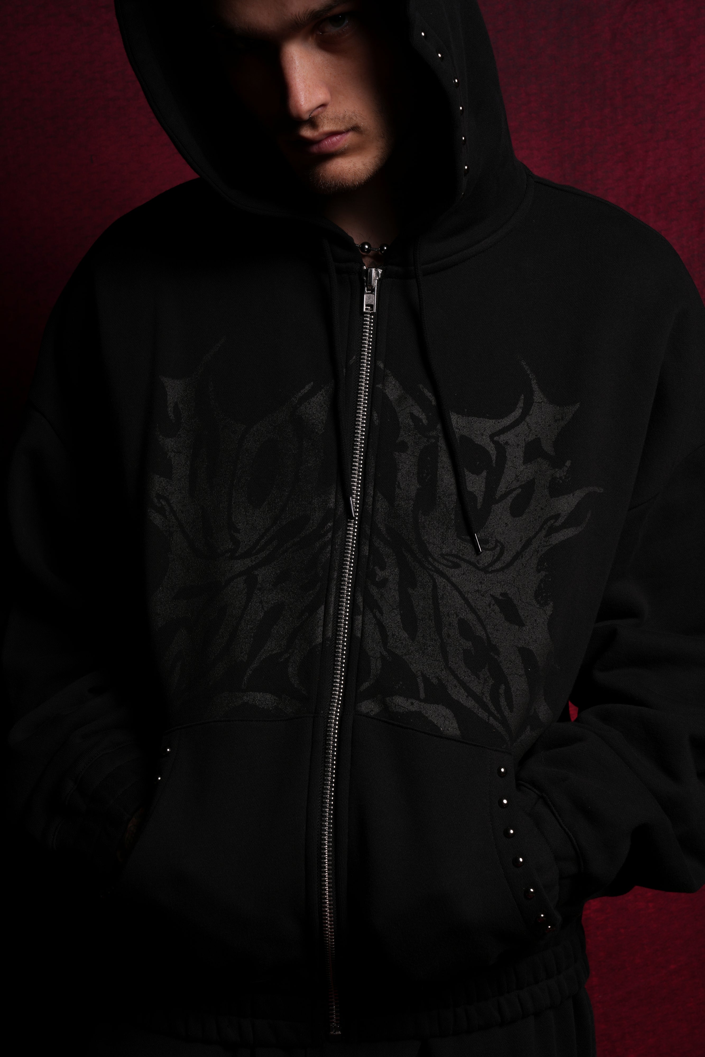 Black Mourning Star Chambers Zip-Up Hoodie