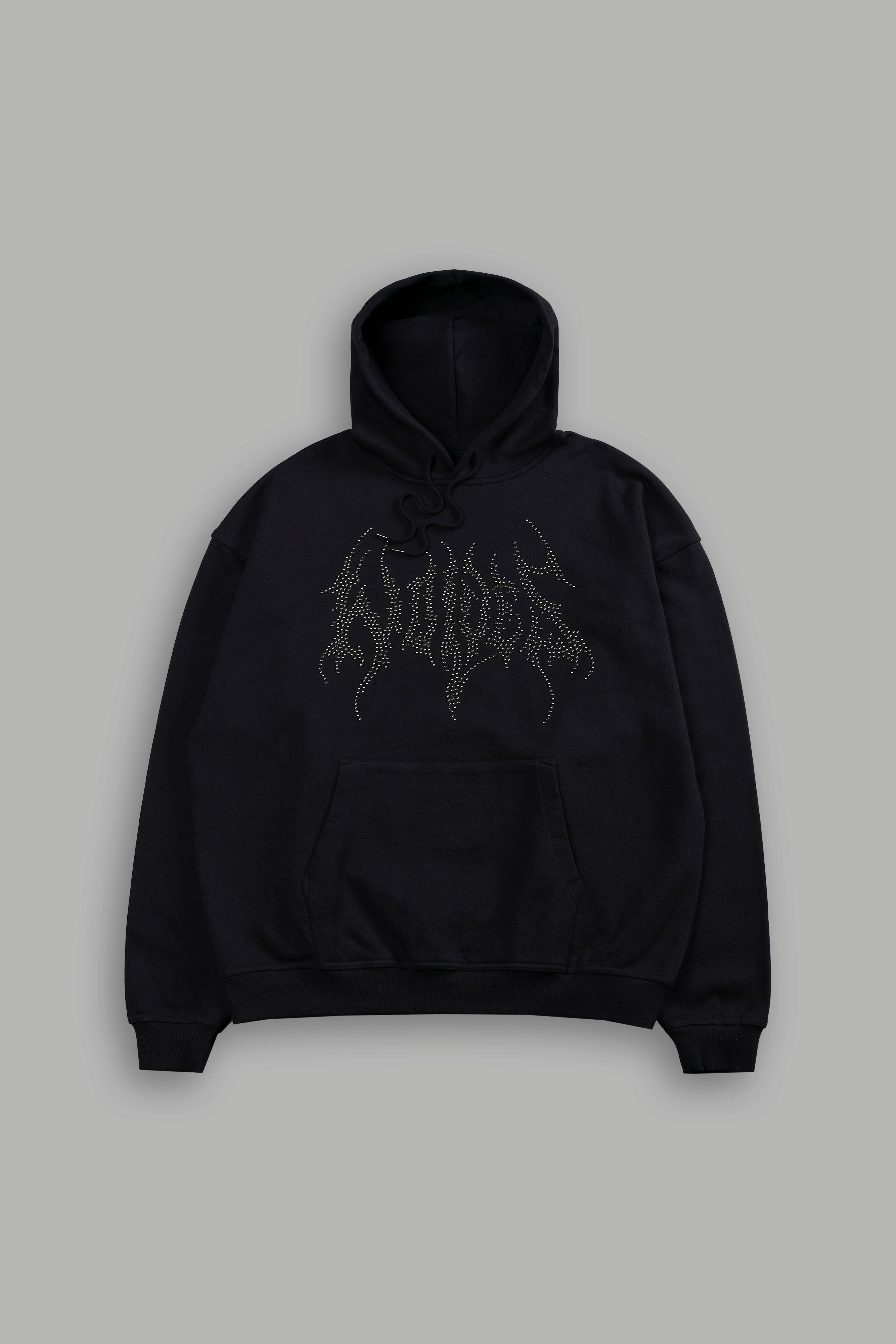Black Grunge Hoodie by Hesh Stud – Edgy Streetwear