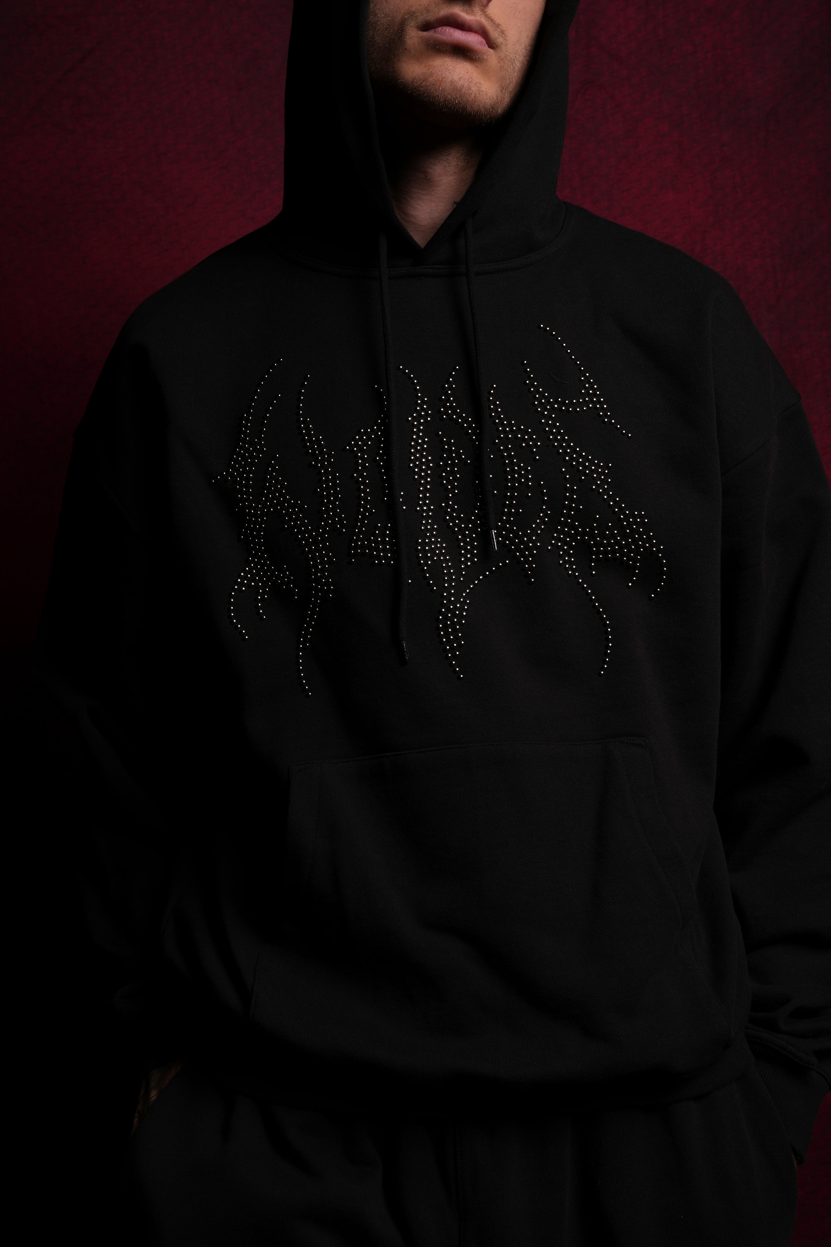 Black Grunge Hoodie by Hesh Stud – Edgy Streetwear